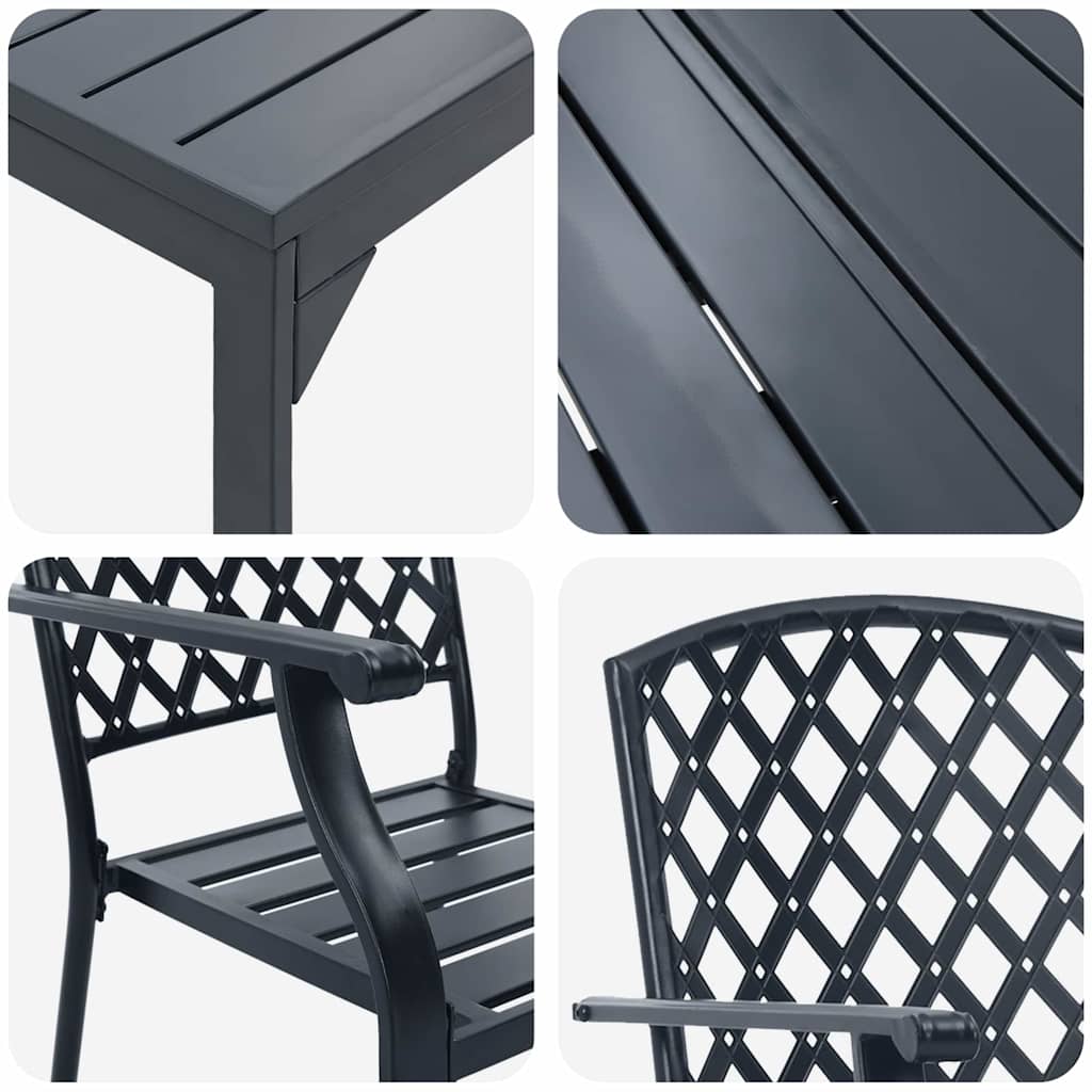 Garten Essgruppe 9 stk. Anthrazit Pulverbeschichteter Stahl