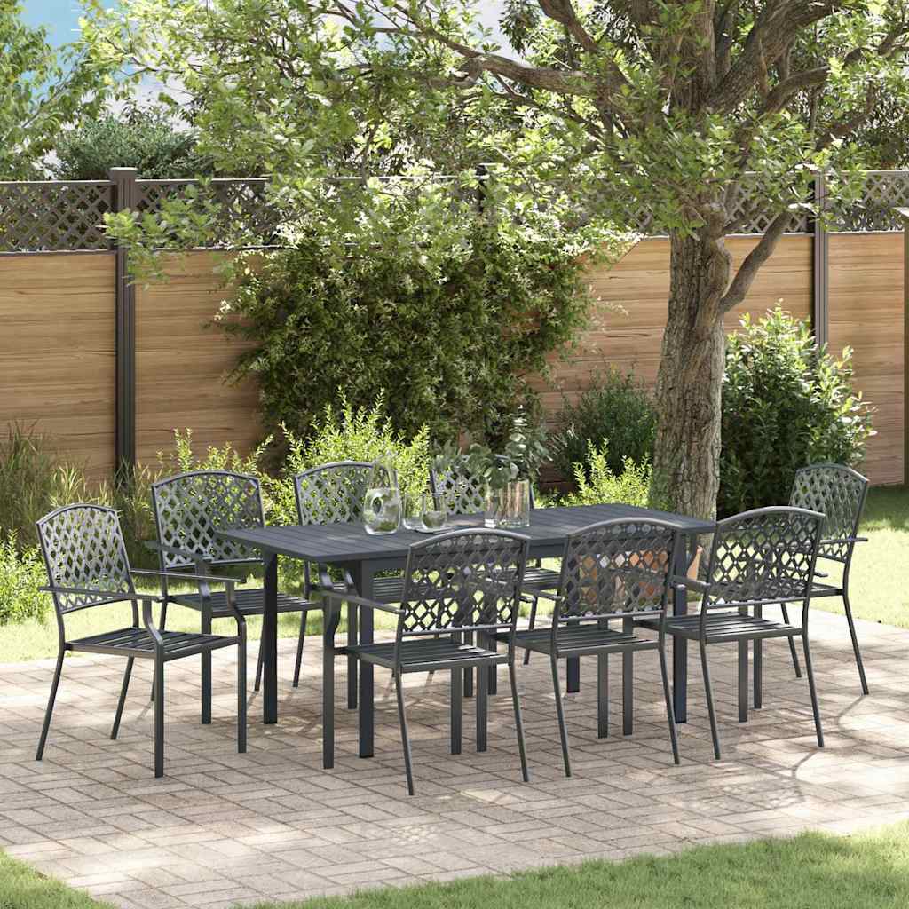 Garten Essgruppe 9 stk. Anthrazit Pulverbeschichteter Stahl