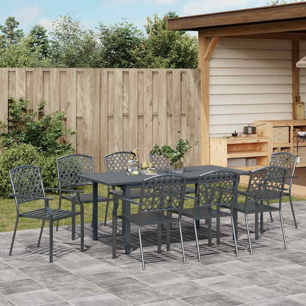 Garten Essgruppe 9 stk. Anthrazit Pulverbeschichteter Stahl