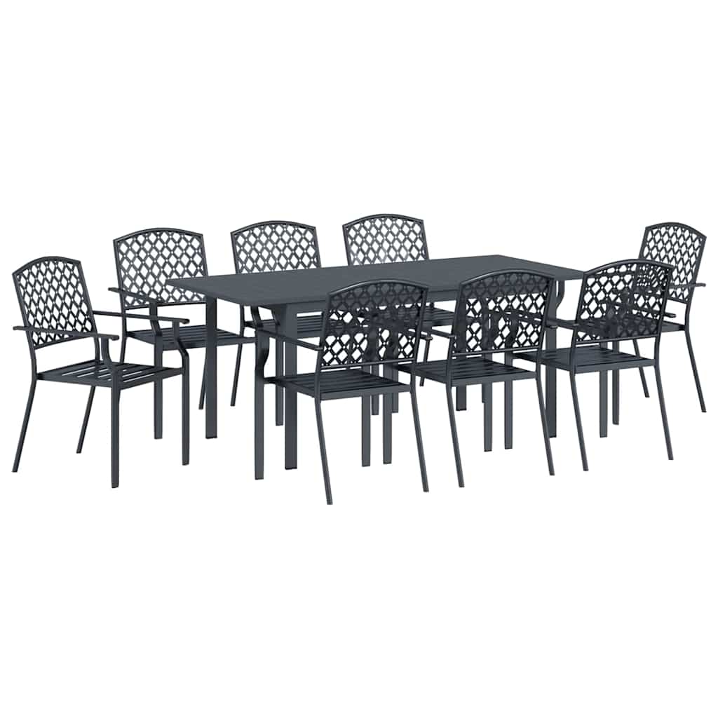 Garten Essgruppe 9 stk. Anthrazit Pulverbeschichteter Stahl
