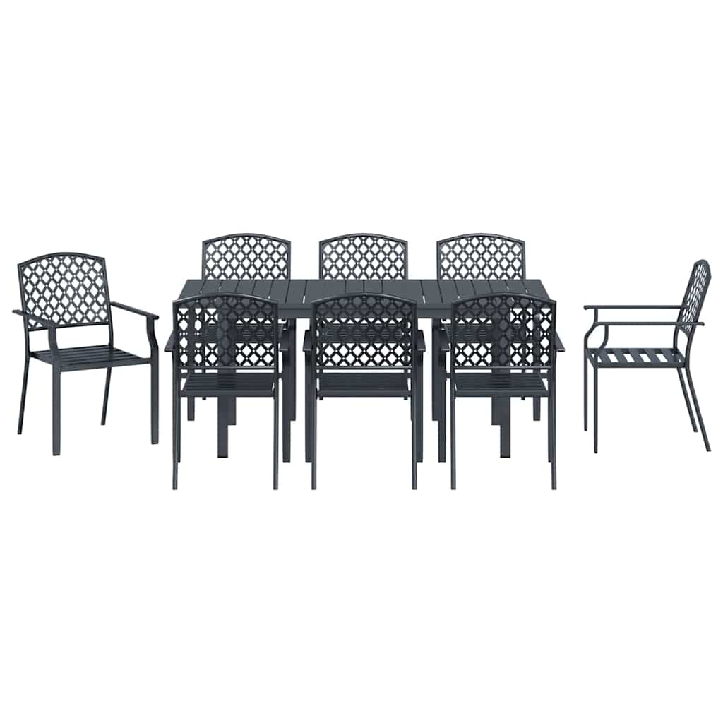 Garten Essgruppe 9 stk. Anthrazit Pulverbeschichteter Stahl