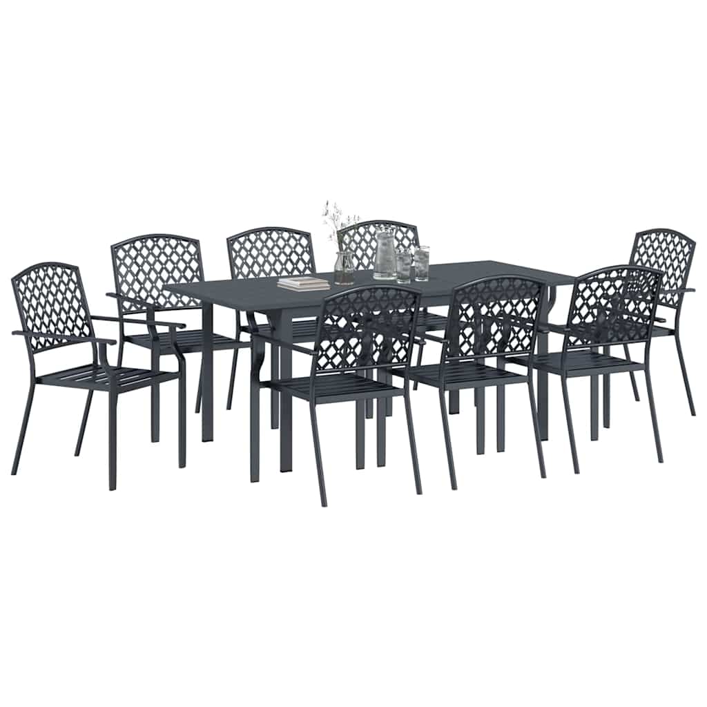 Garten Essgruppe 9 stk. Anthrazit Pulverbeschichteter Stahl