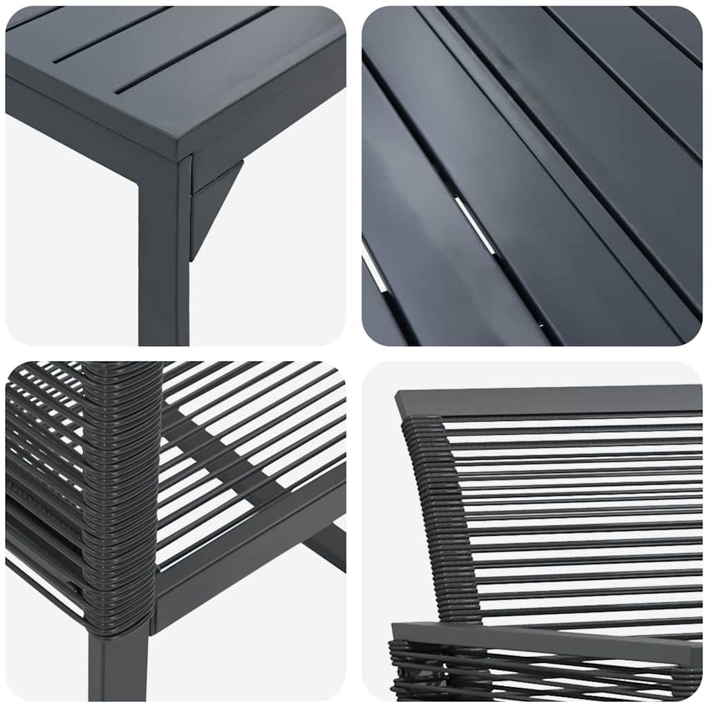 Garten Essgruppe 7 stk. Schwarz Poly-Rattan
