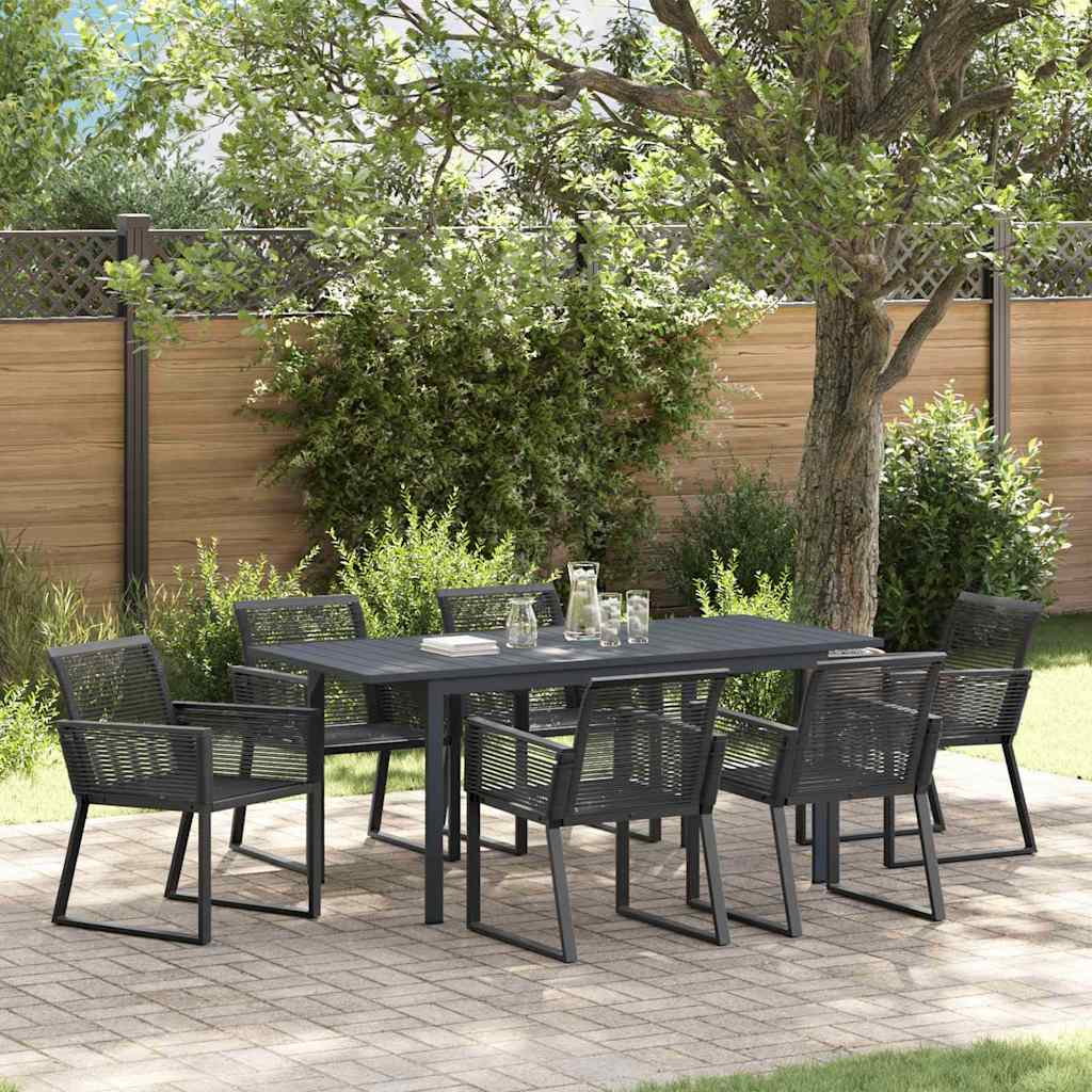 Garten Essgruppe 7 stk. Schwarz Poly-Rattan