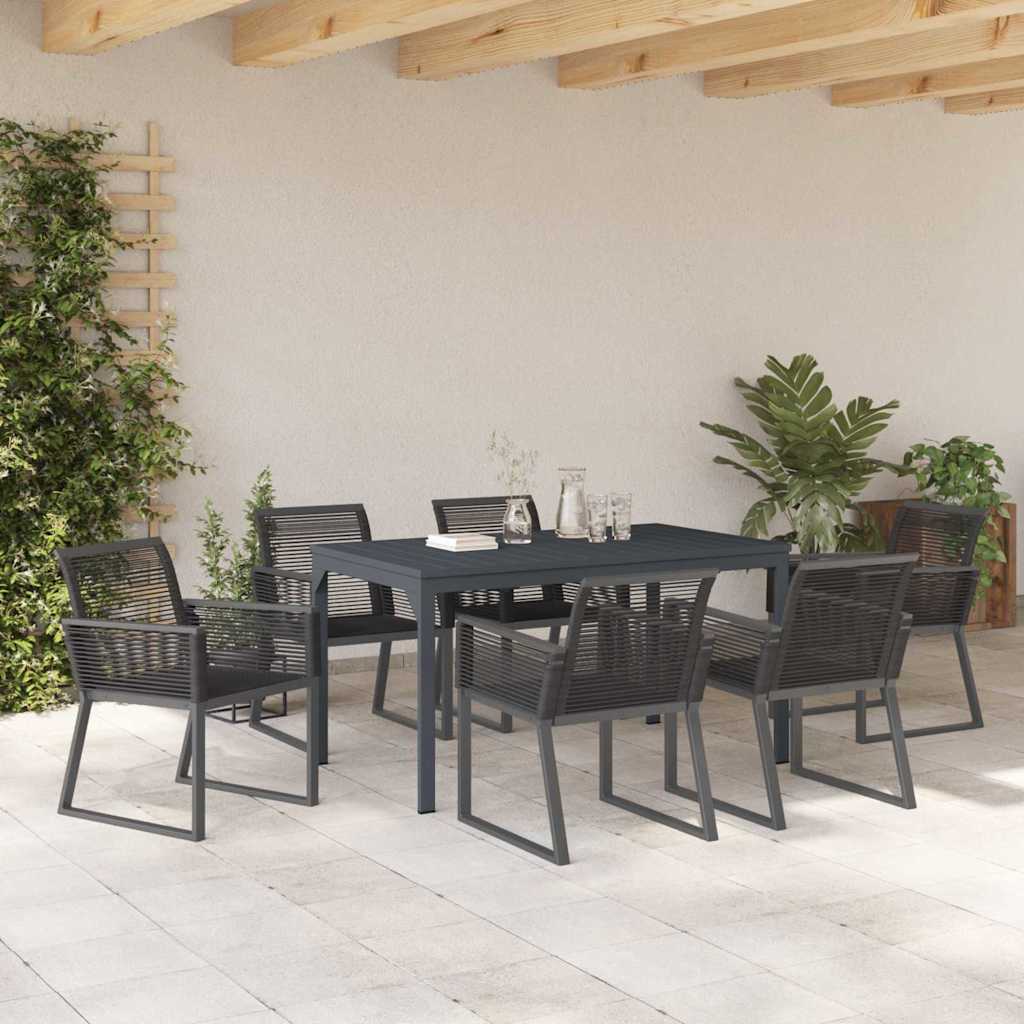 Garten Essgruppe 7 stk. Schwarz Poly-Rattan