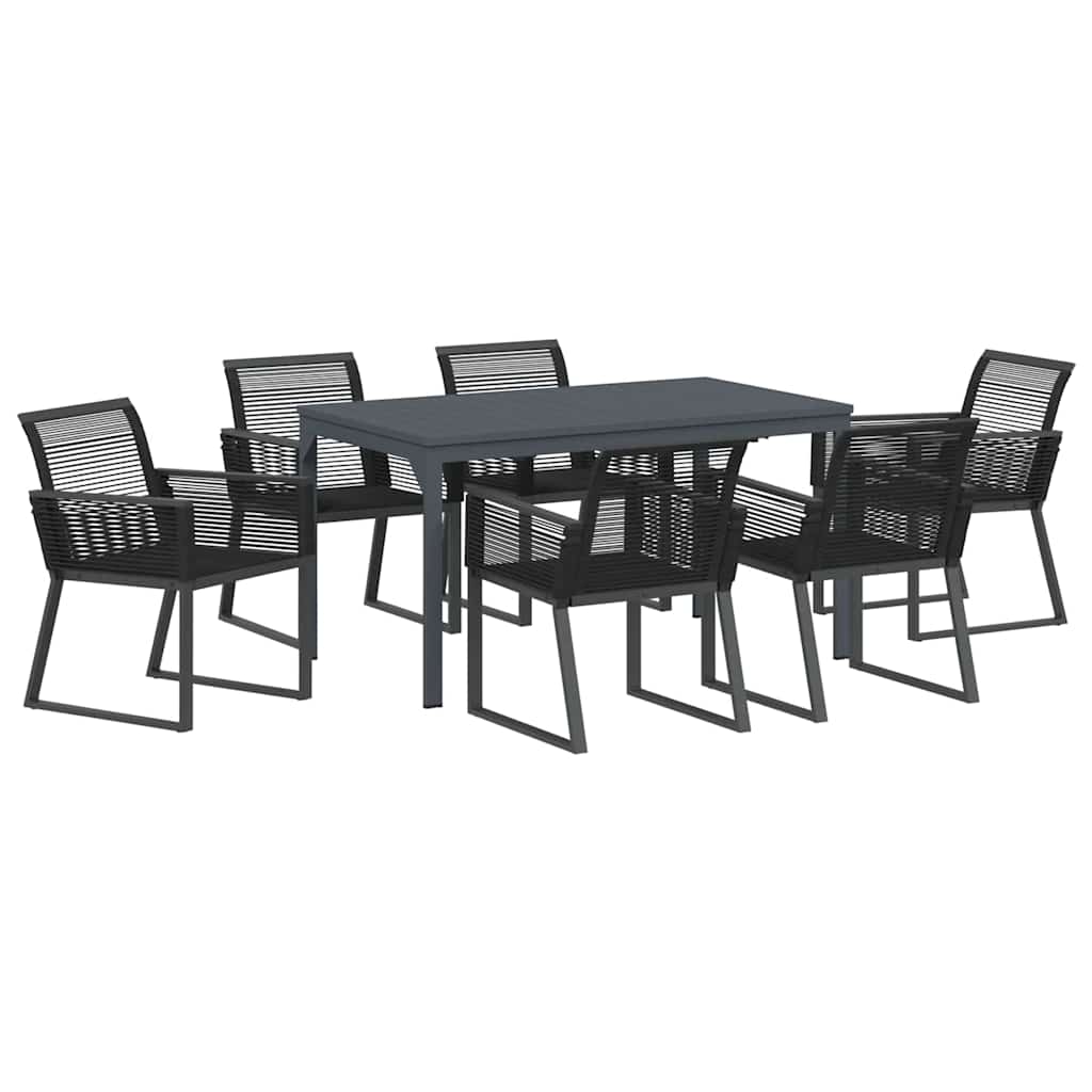 Garten Essgruppe 7 stk. Schwarz Poly-Rattan