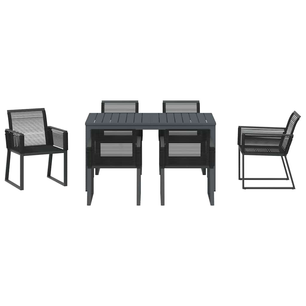 Garten Essgruppe 7 stk. Schwarz Poly-Rattan