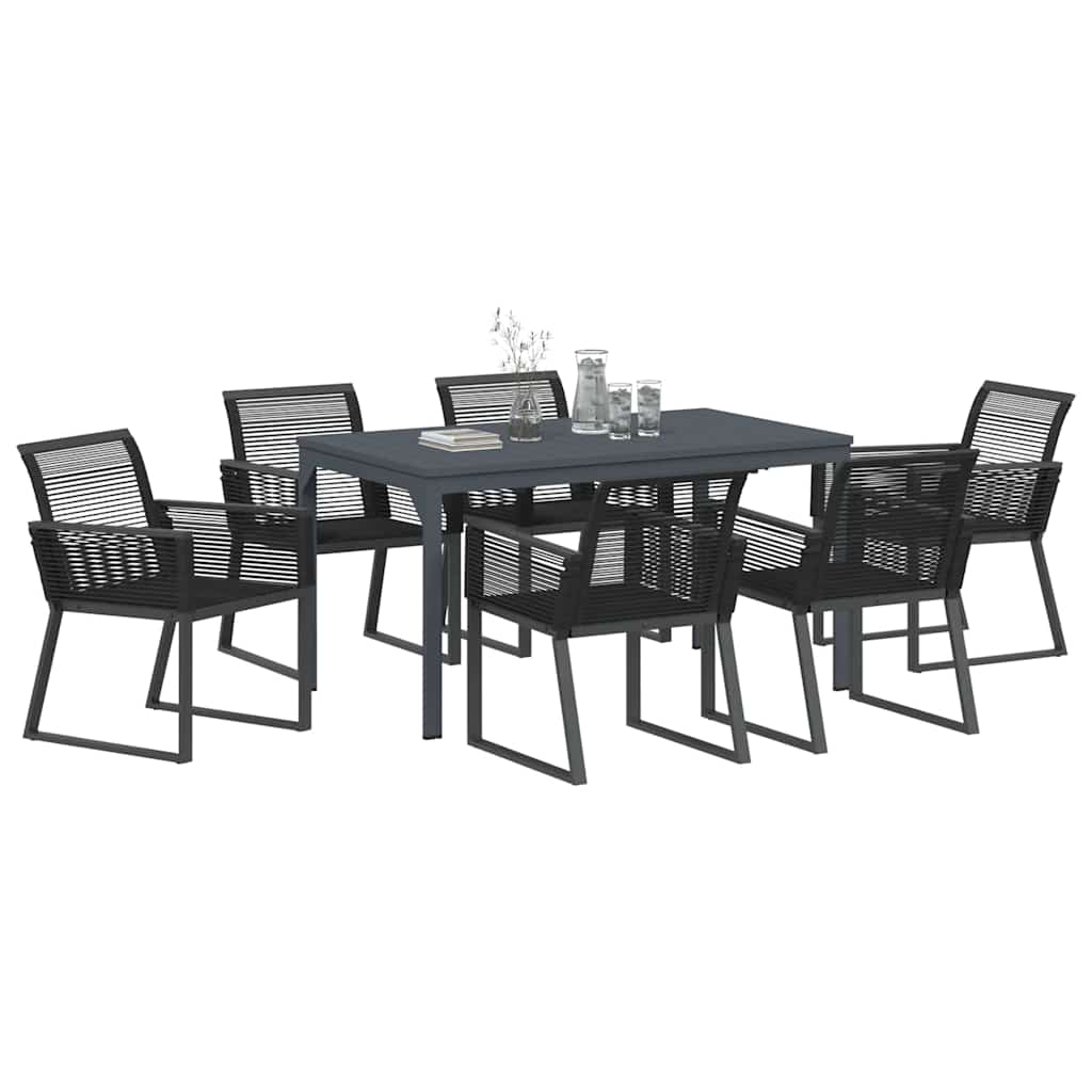 Garten Essgruppe 7 stk. Schwarz Poly-Rattan