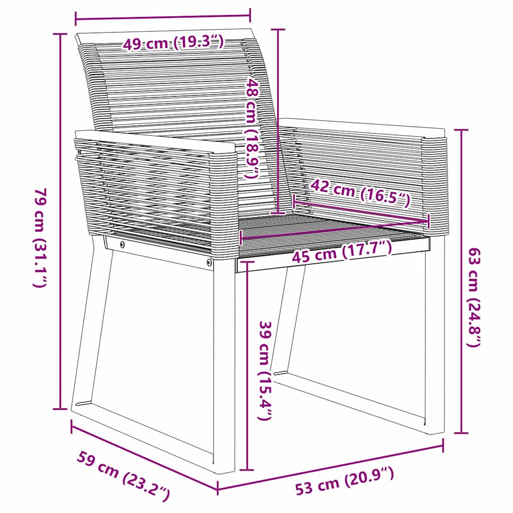 Garten Essgruppe 7 stk. Schwarz Poly-Rattan