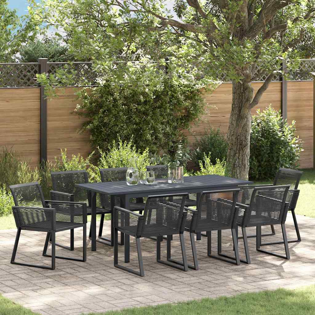 Garten Essgruppe 9 stk. Schwarz Poly-Rattan