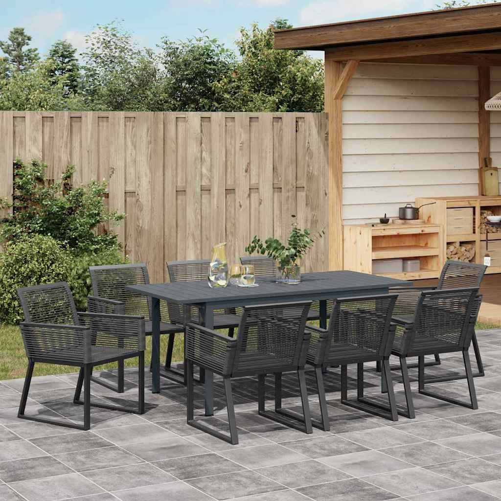 Garten Essgruppe 9 stk. Schwarz Poly-Rattan