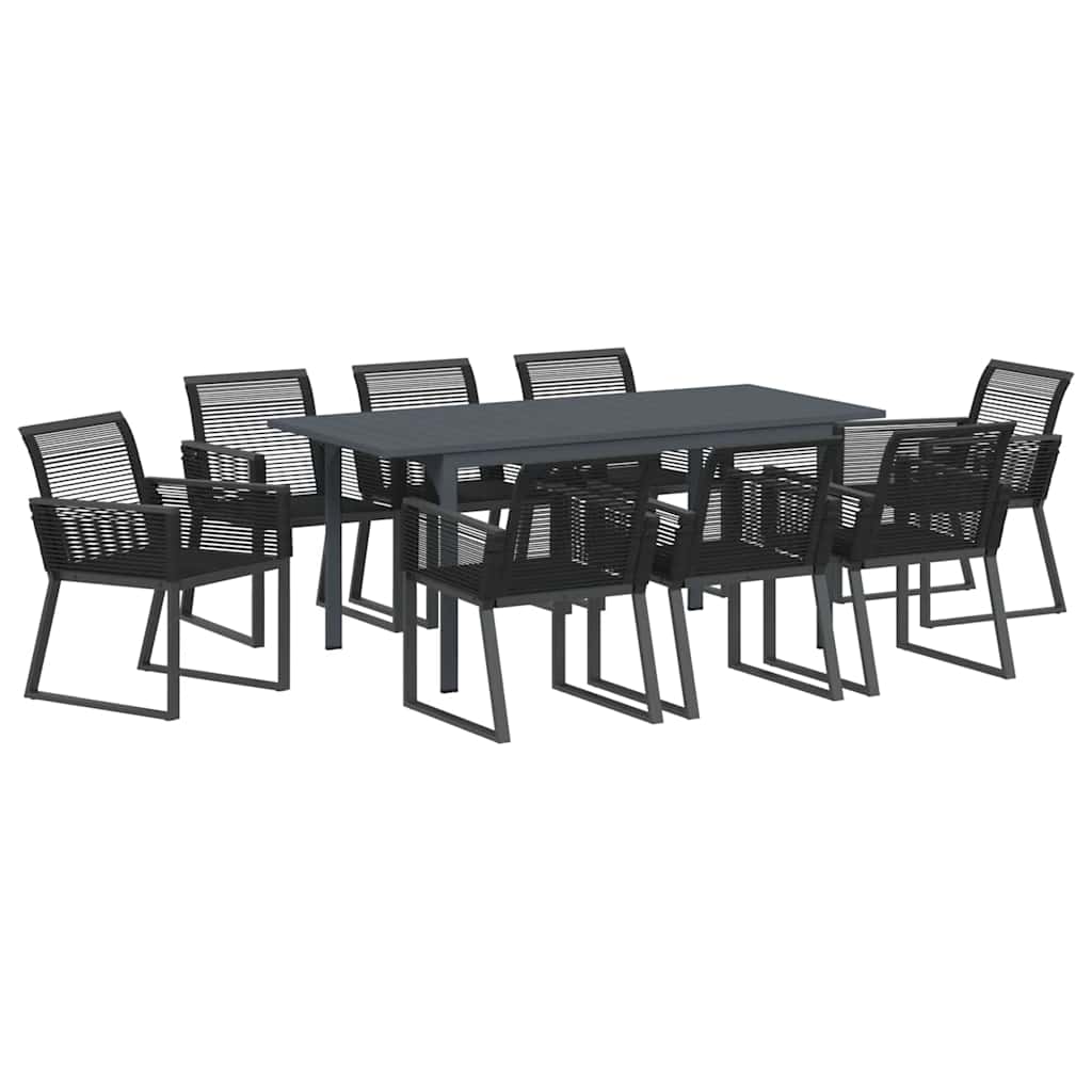 Garten Essgruppe 9 stk. Schwarz Poly-Rattan