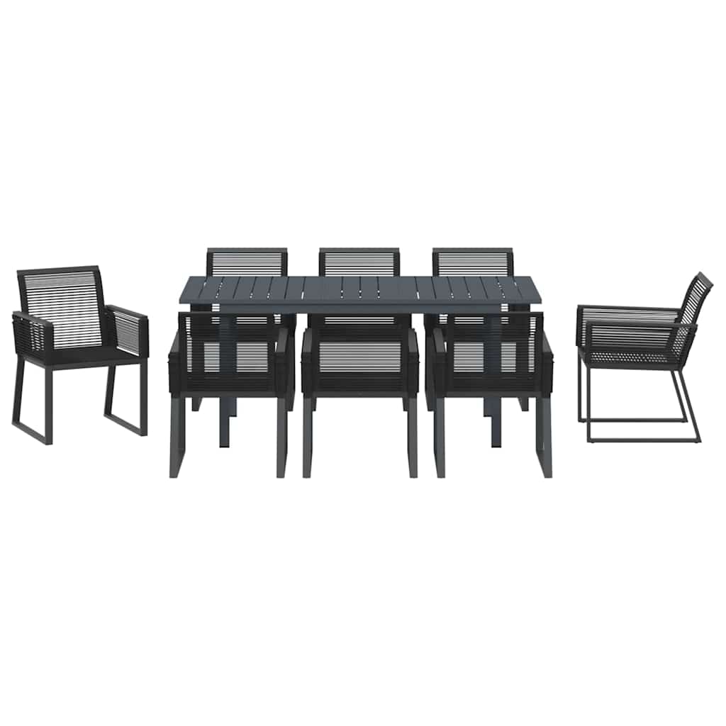 Garten Essgruppe 9 stk. Schwarz Poly-Rattan