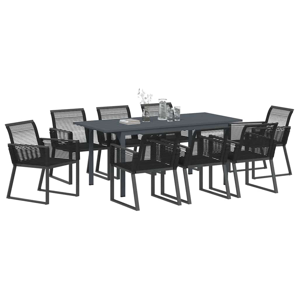 Garten Essgruppe 9 stk. Schwarz Poly-Rattan