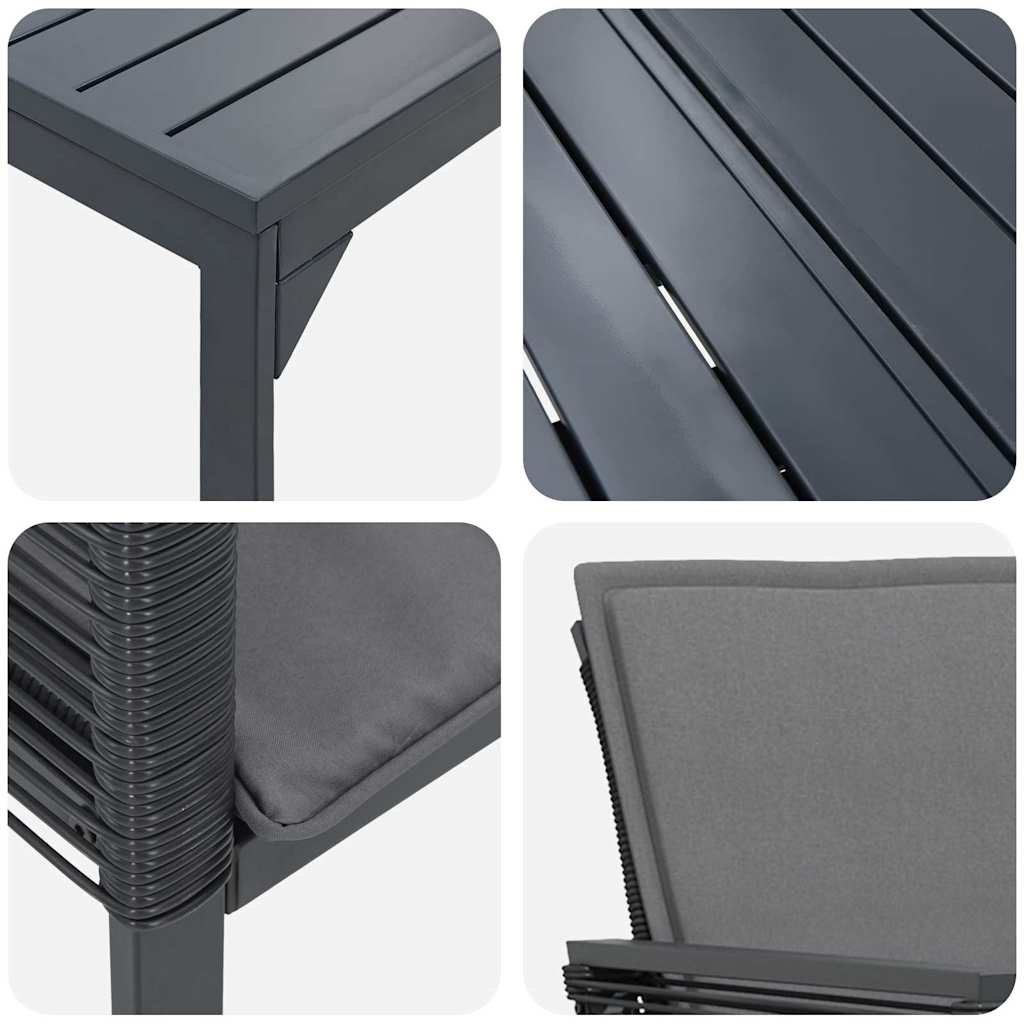 Garten Essgruppe 7 stk. Anthrazit Poly-Rattan