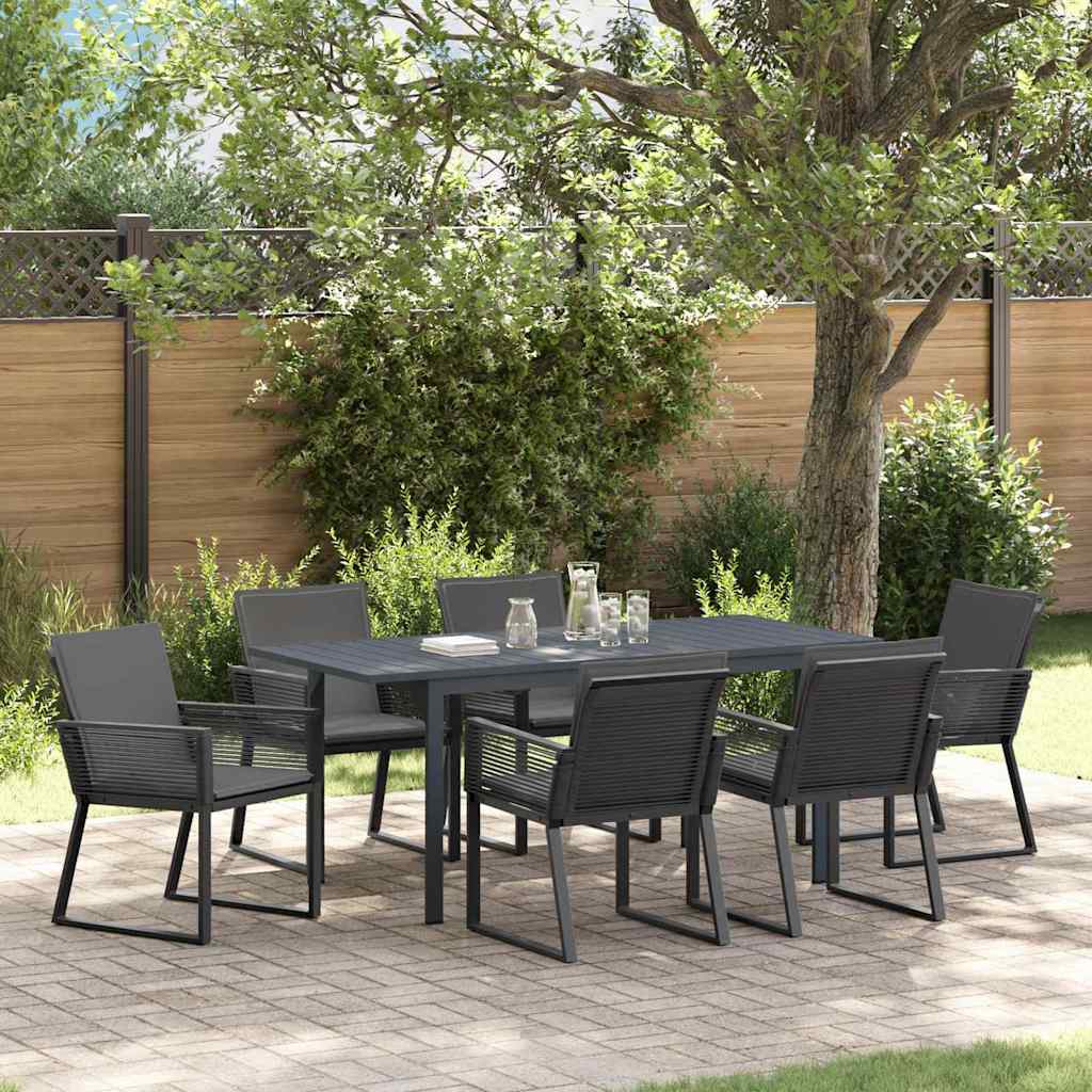 Garten Essgruppe 7 stk. Anthrazit Poly-Rattan