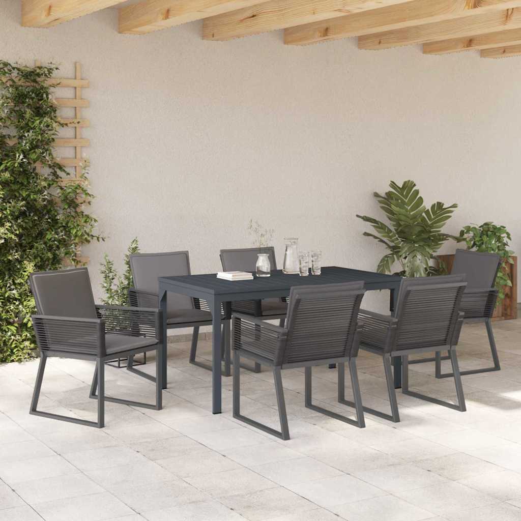 Garten Essgruppe 7 stk. Anthrazit Poly-Rattan