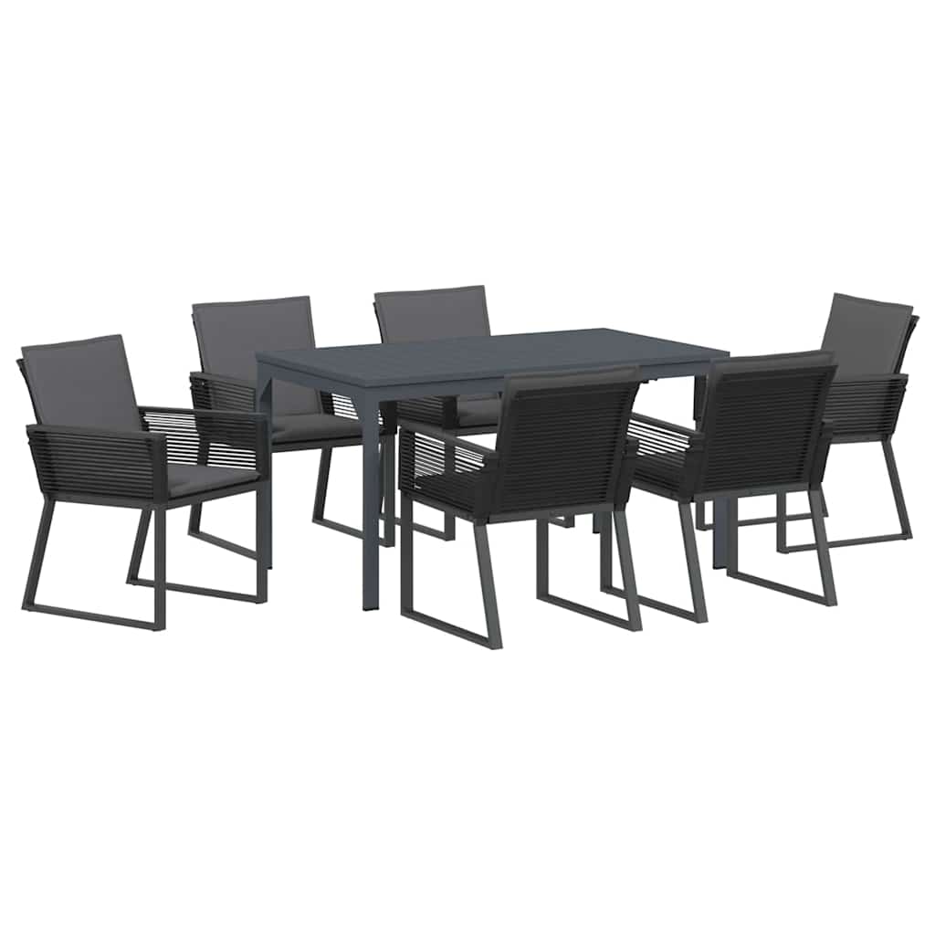 Garten Essgruppe 7 stk. Anthrazit Poly-Rattan