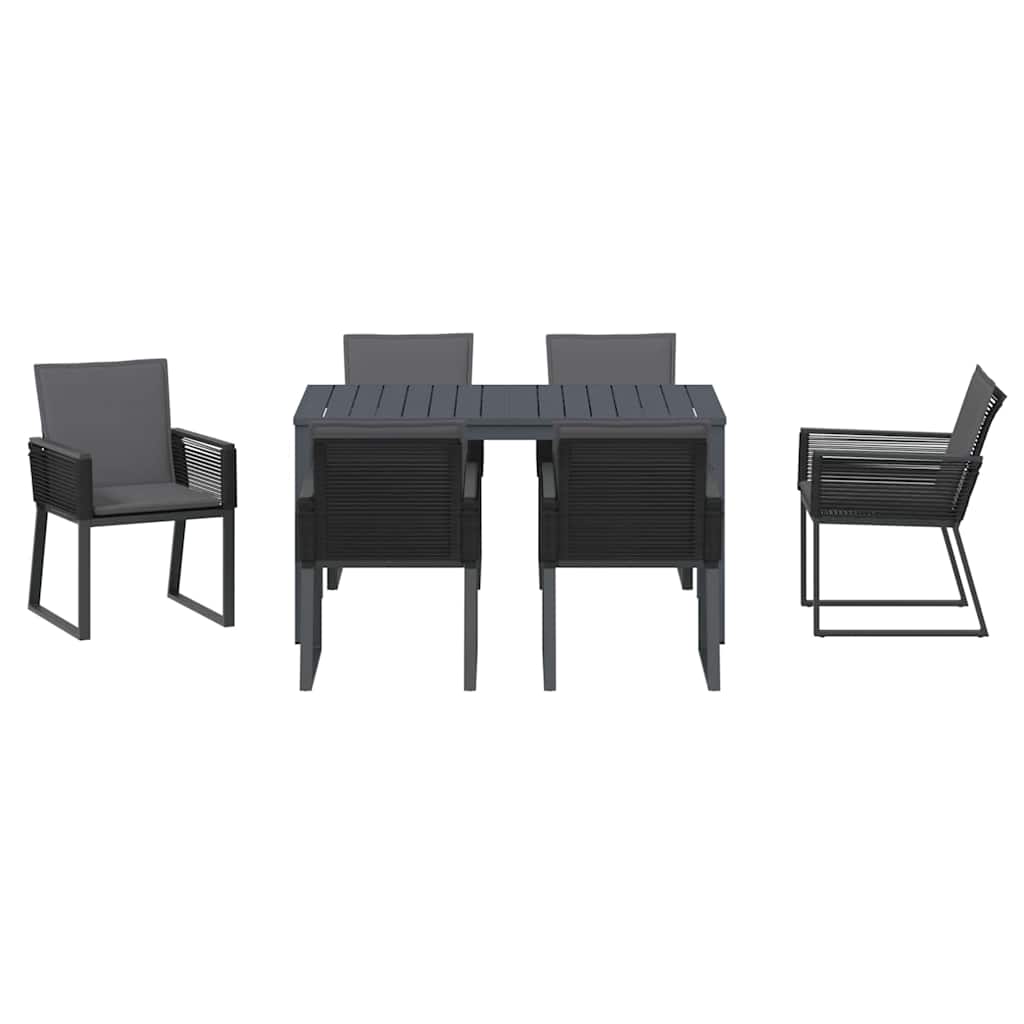 Garten Essgruppe 7 stk. Anthrazit Poly-Rattan