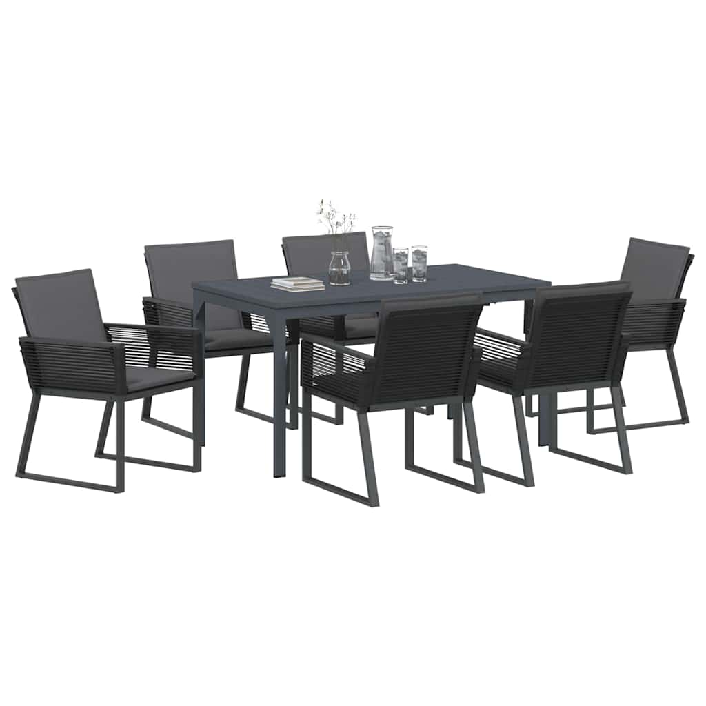 Garten Essgruppe 7 stk. Anthrazit Poly-Rattan