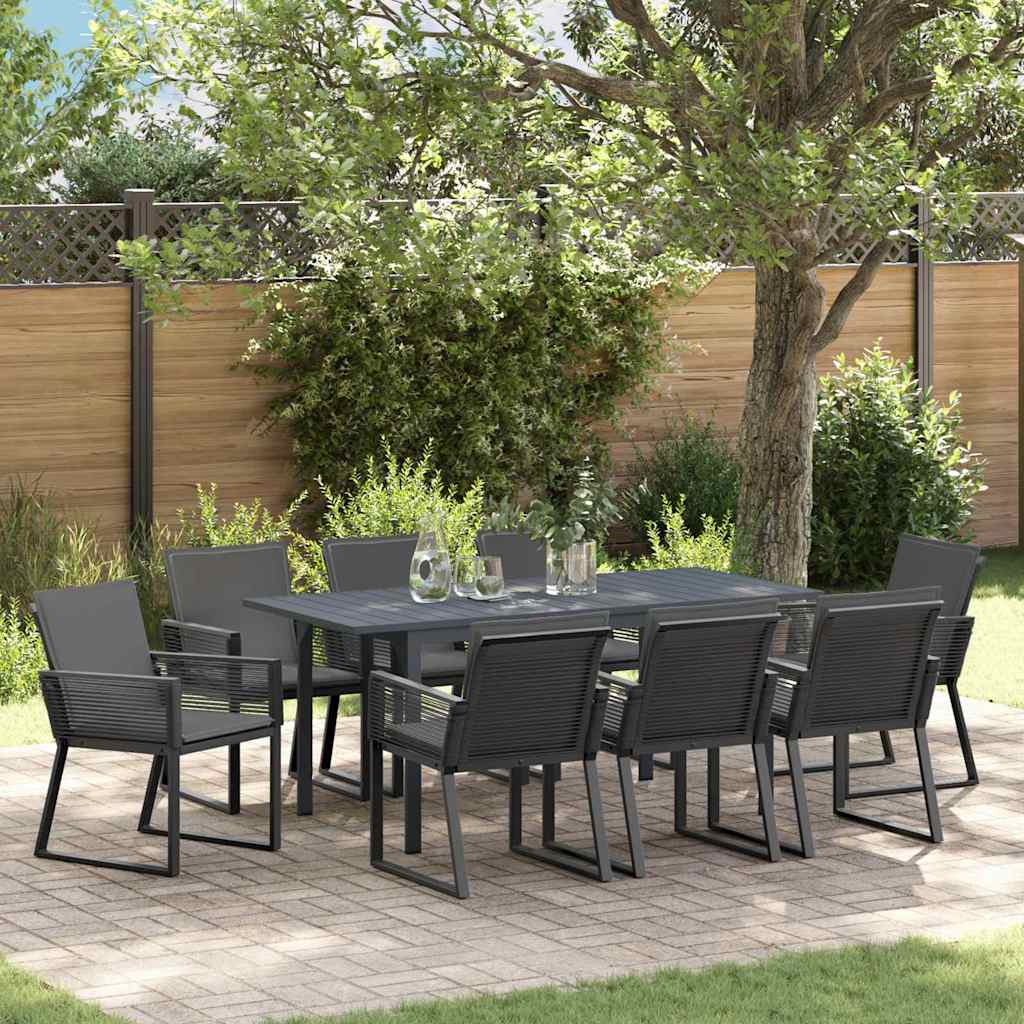 Garten Essgruppe 9 stk. Anthrazit Poly-Rattan