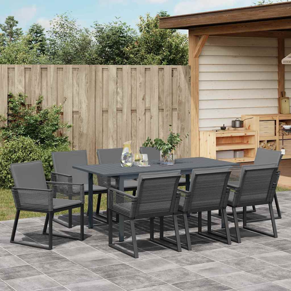 Garten Essgruppe 9 stk. Anthrazit Poly-Rattan