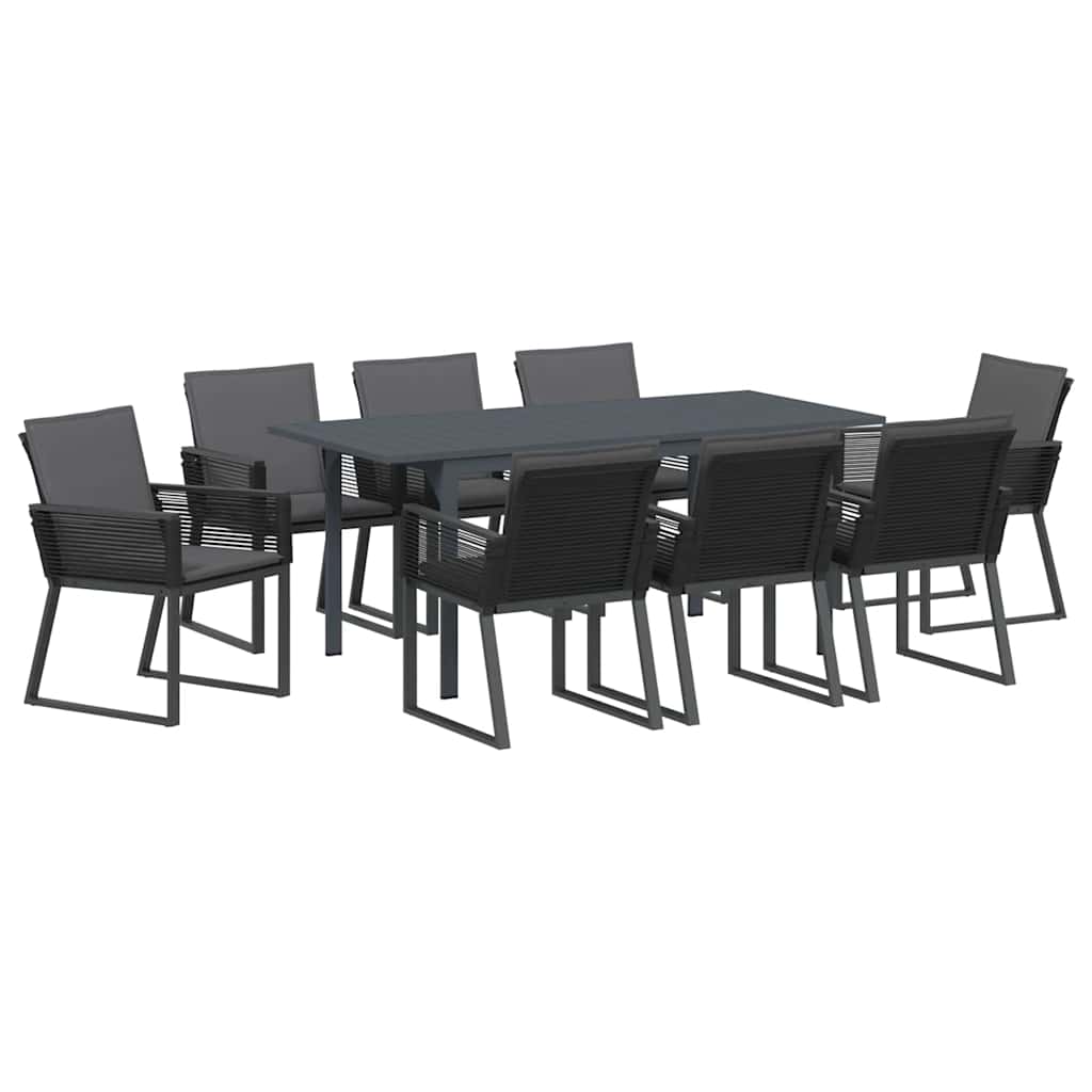 Garten Essgruppe 9 stk. Anthrazit Poly-Rattan