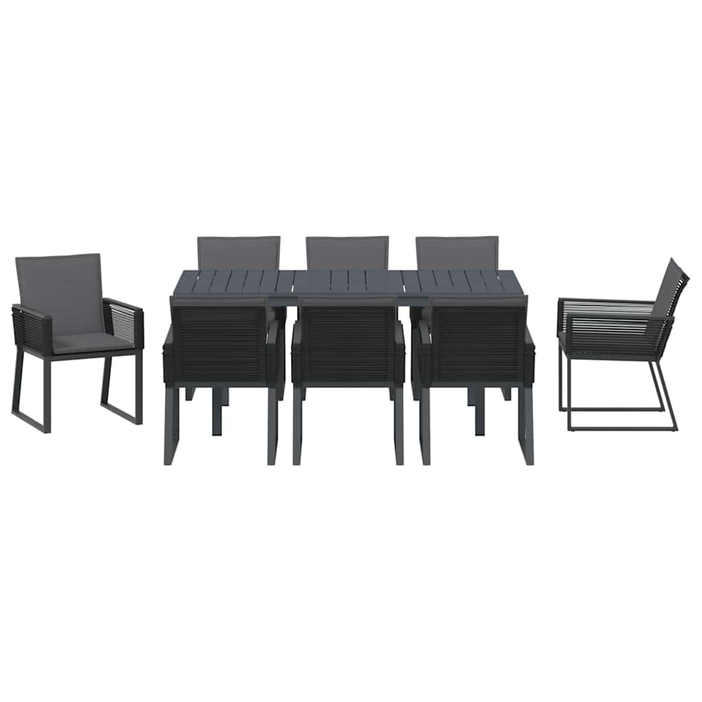 Garten Essgruppe 9 stk. Anthrazit Poly-Rattan