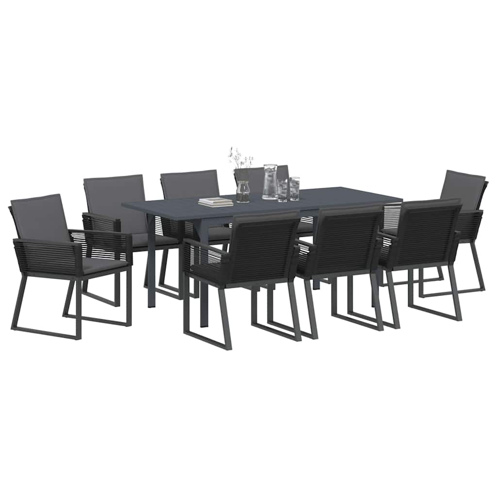 Garten Essgruppe 9 stk. Anthrazit Poly-Rattan