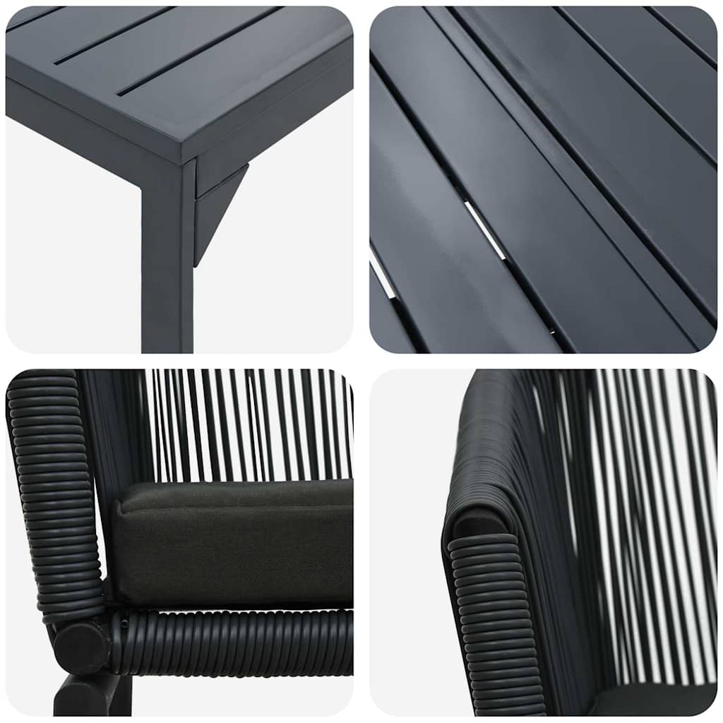 Garten Essgruppe 7 stk. Schwarz Poly-Rattan