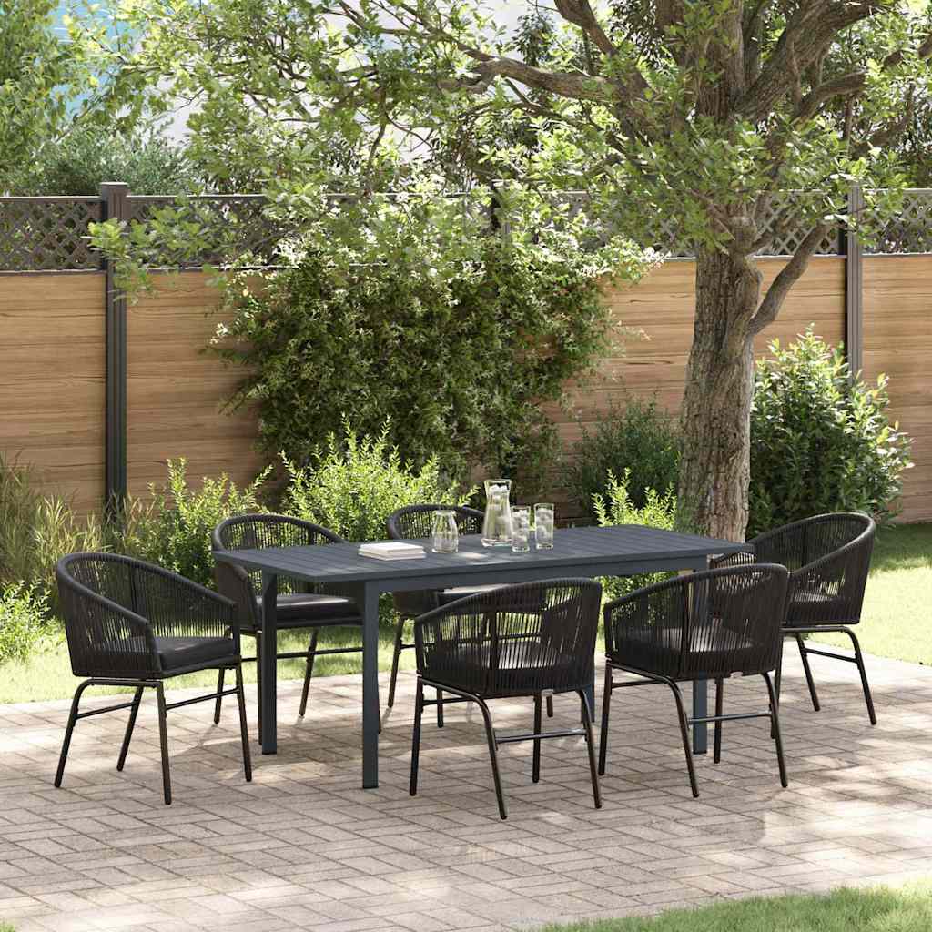Garten Essgruppe 7 stk. Schwarz Poly-Rattan