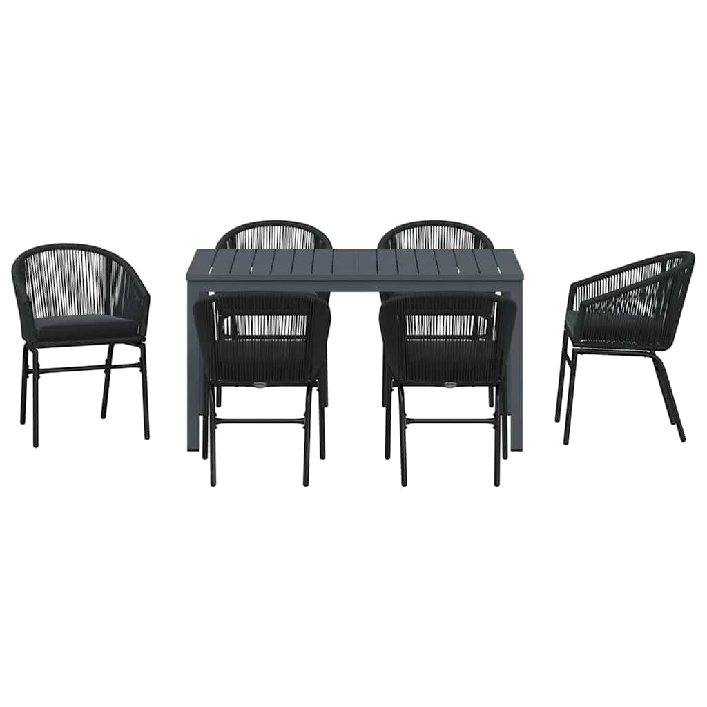 Garten Essgruppe 7 stk. Schwarz Poly-Rattan
