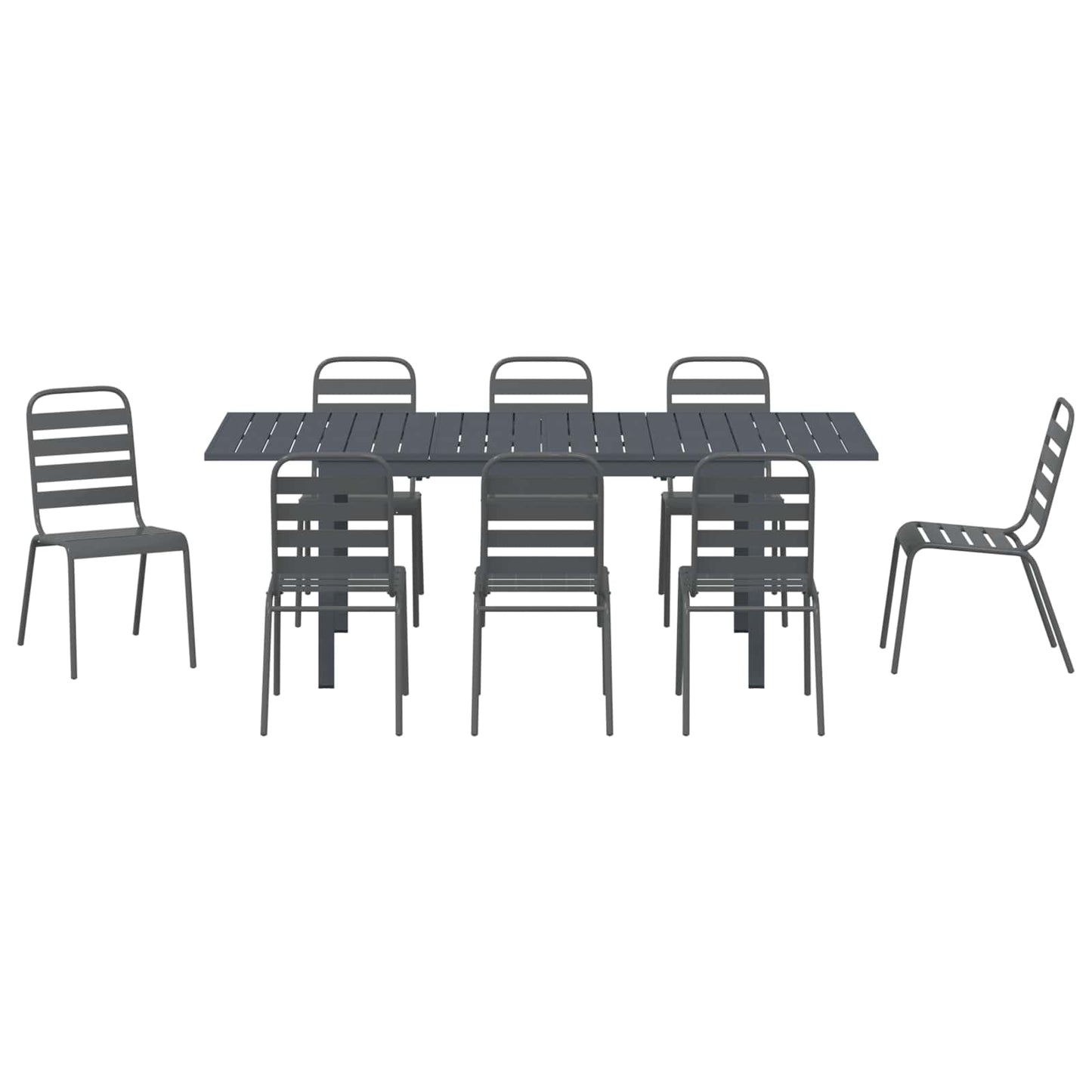 Garten Essgruppe 9 pcs Anthrazit Pulverbeschichteter Stahl