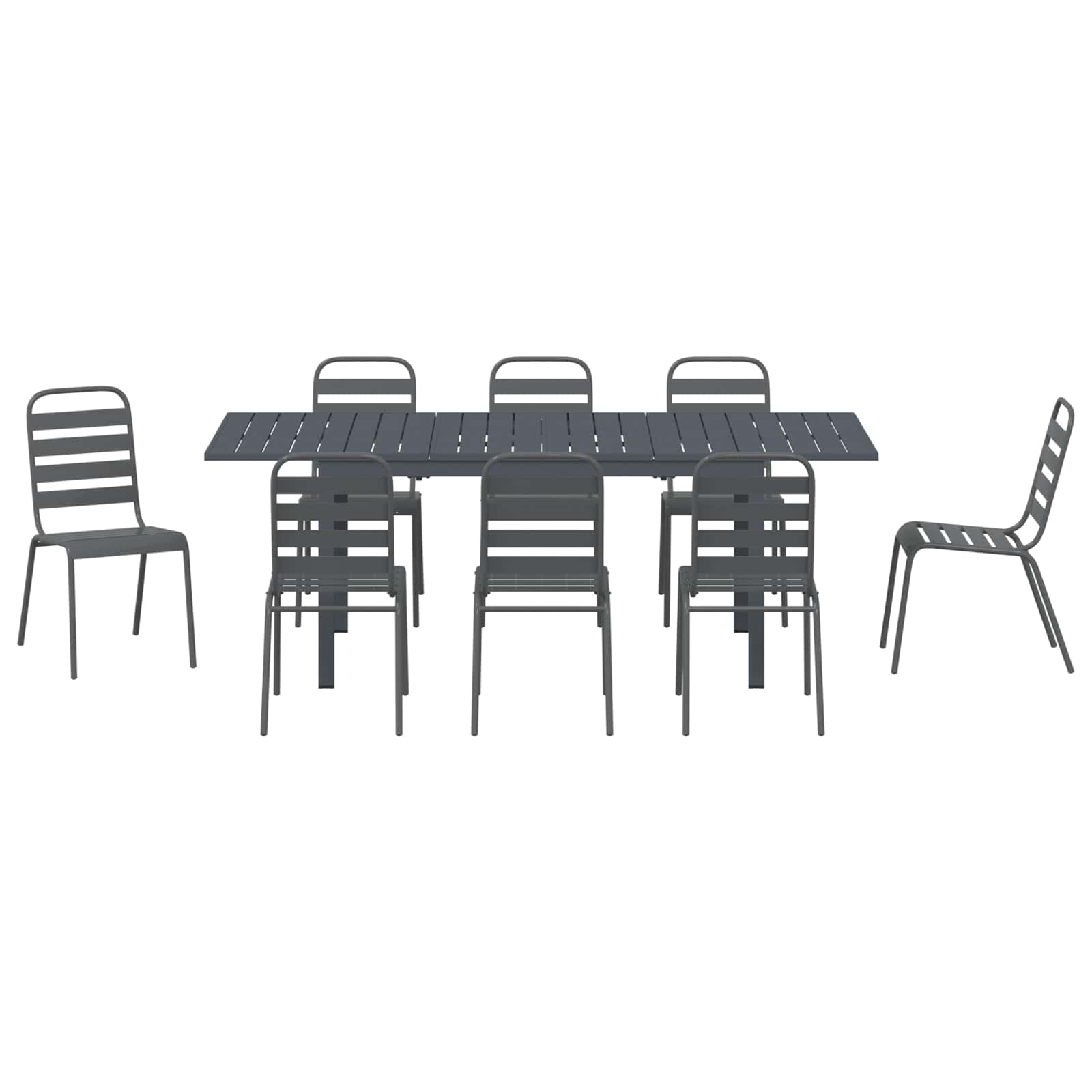 Garten Essgruppe 9 pcs Anthrazit Pulverbeschichteter Stahl