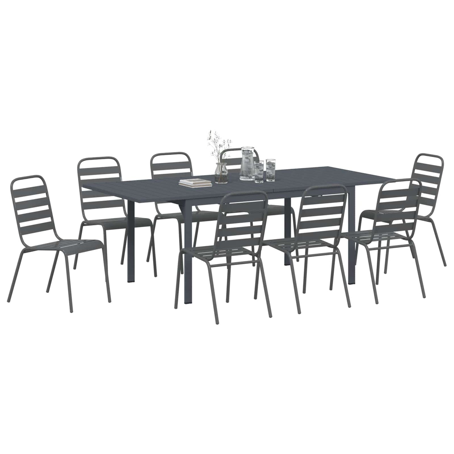Garten Essgruppe 9 pcs Anthrazit Pulverbeschichteter Stahl