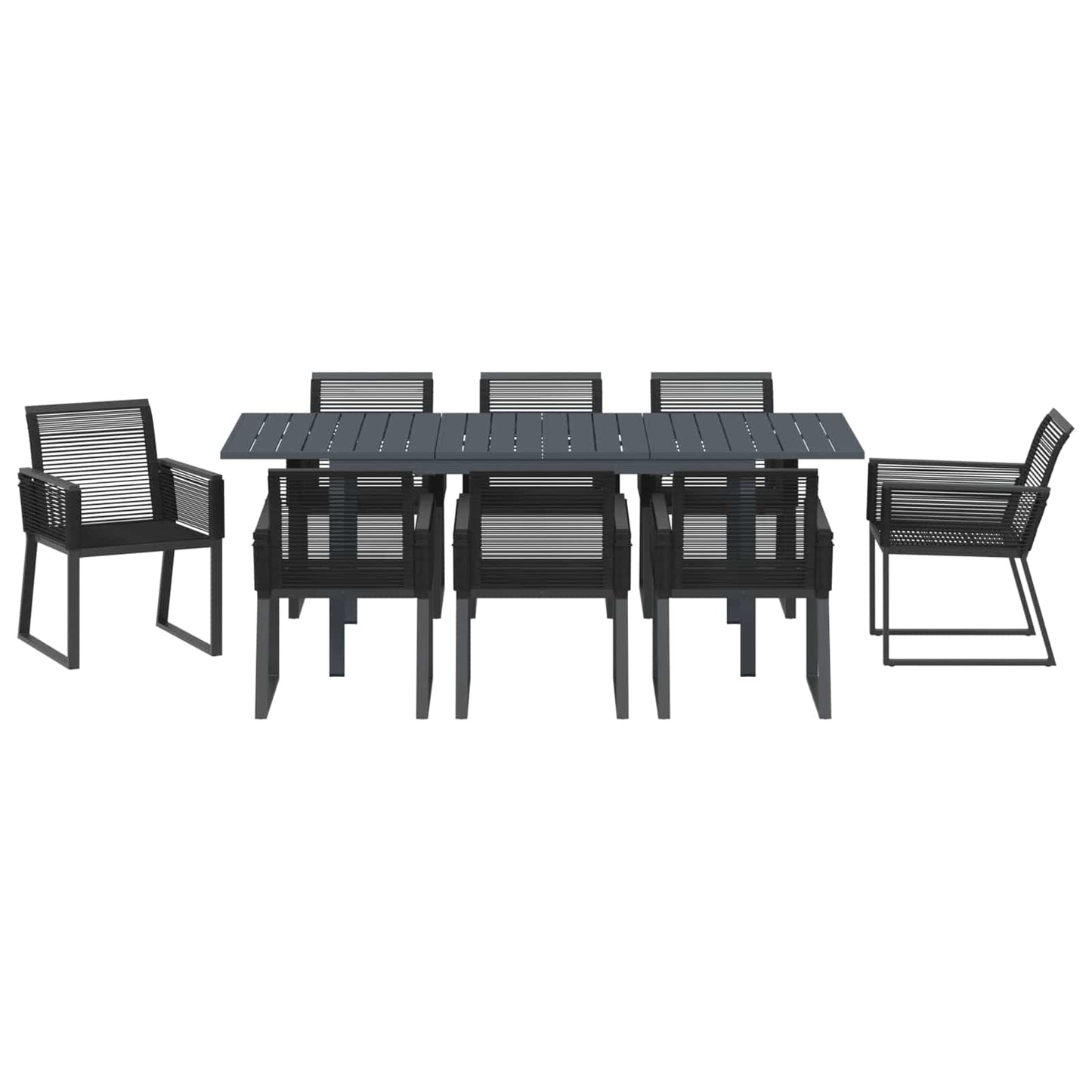 Garten Essgruppe 9 pcs Schwarz Poly-Rattan