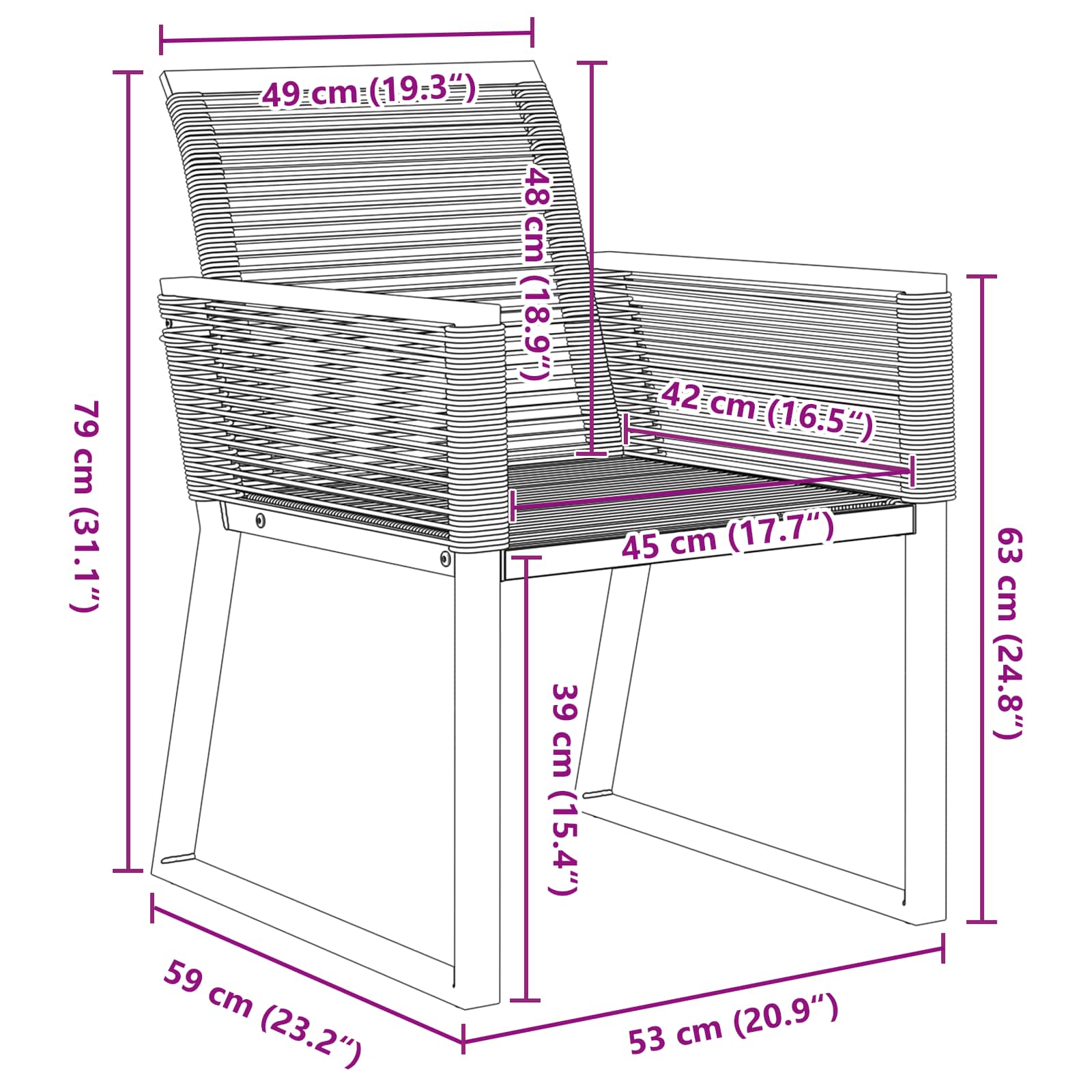 Garten Essgruppe 9 pcs Schwarz Poly-Rattan