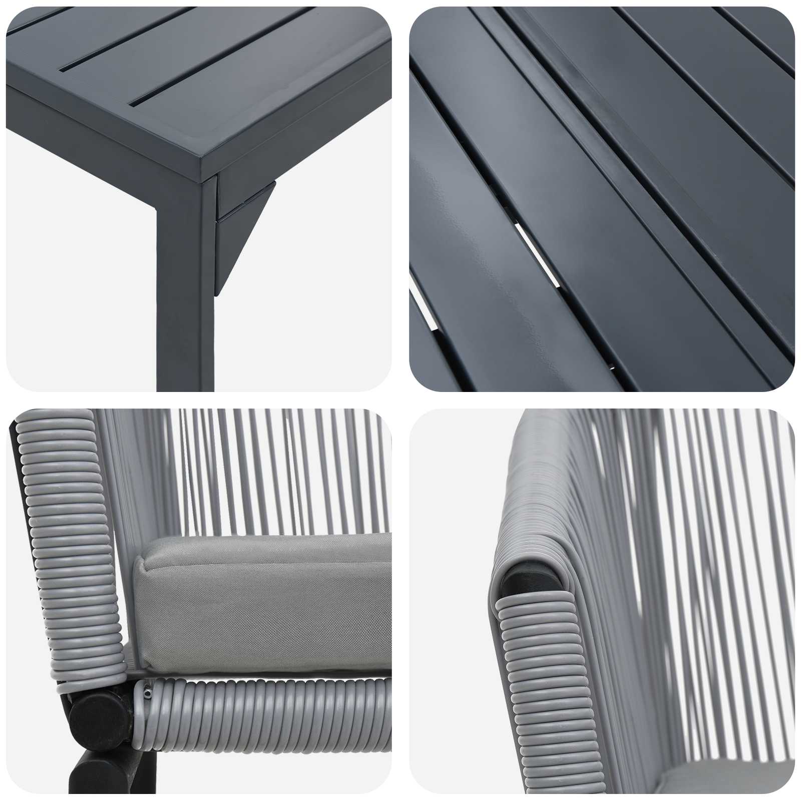Garten Essgruppe 9 stk. Grau Poly-Rattan