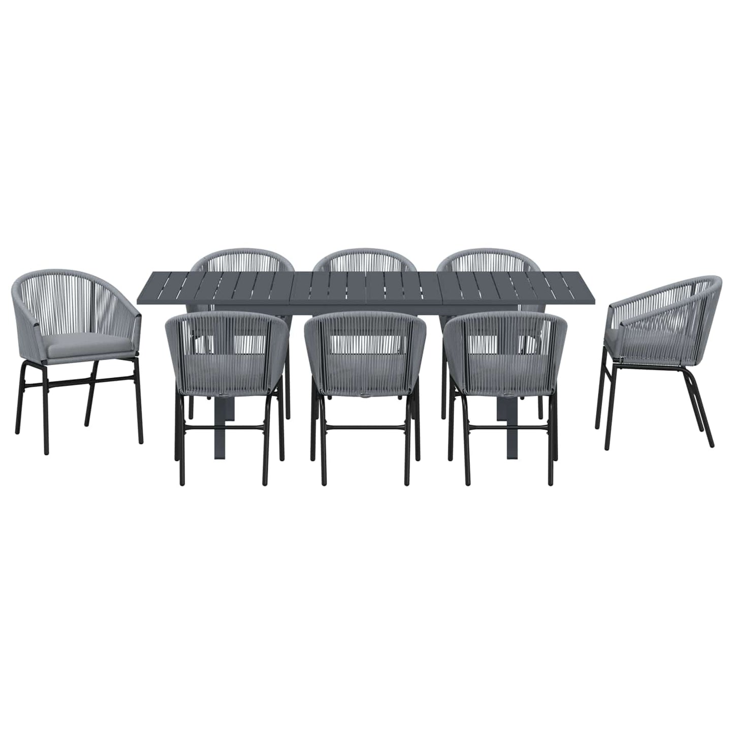 Garten Essgruppe 9 stk. Grau Poly-Rattan