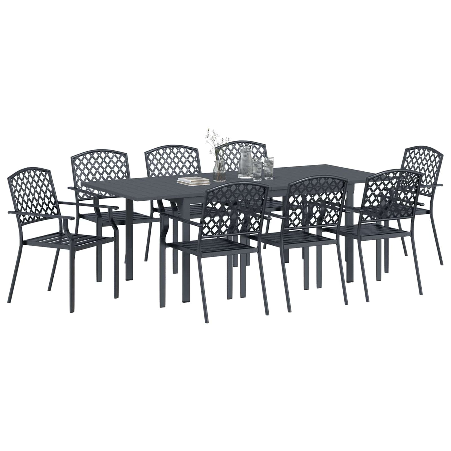 Garten Essgruppe 9 pcs Anthrazit Stahl
