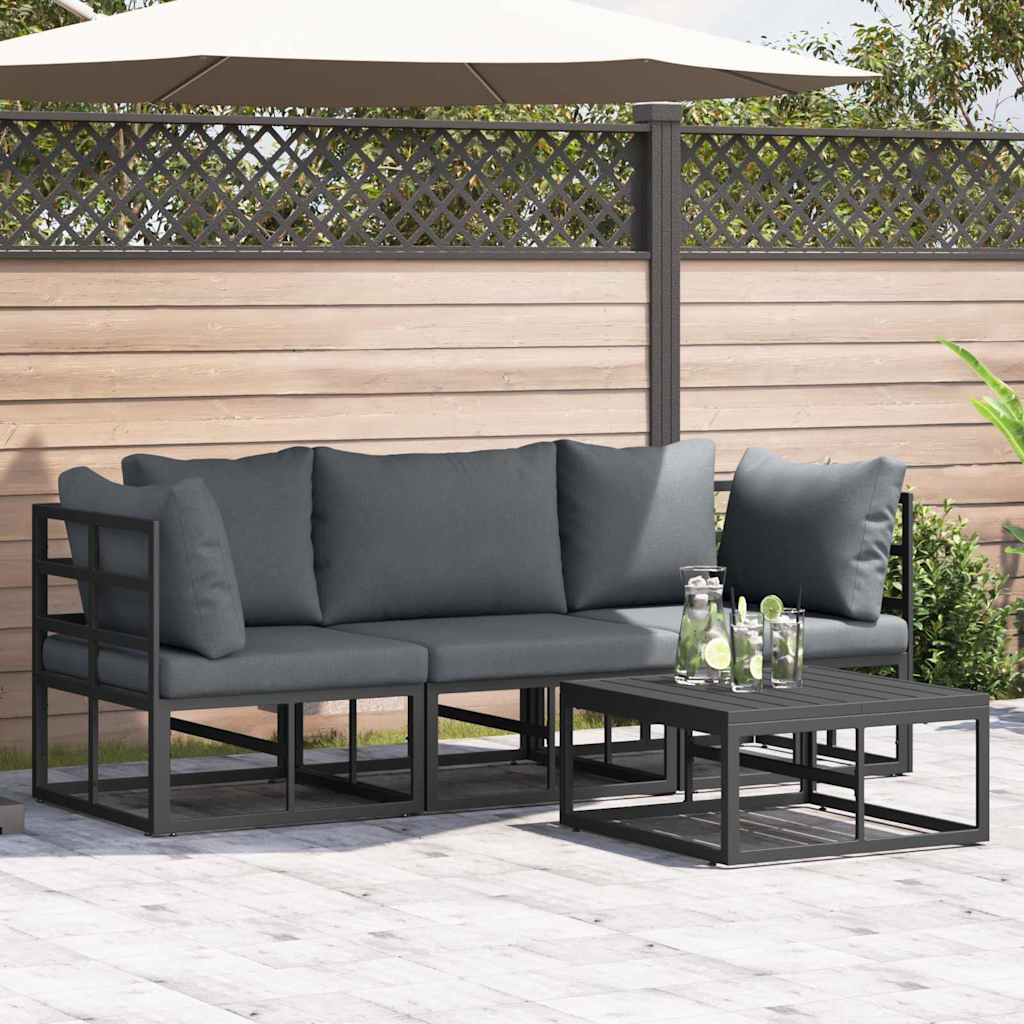 Gartensofa-set 4 stk. Schwarz Metall