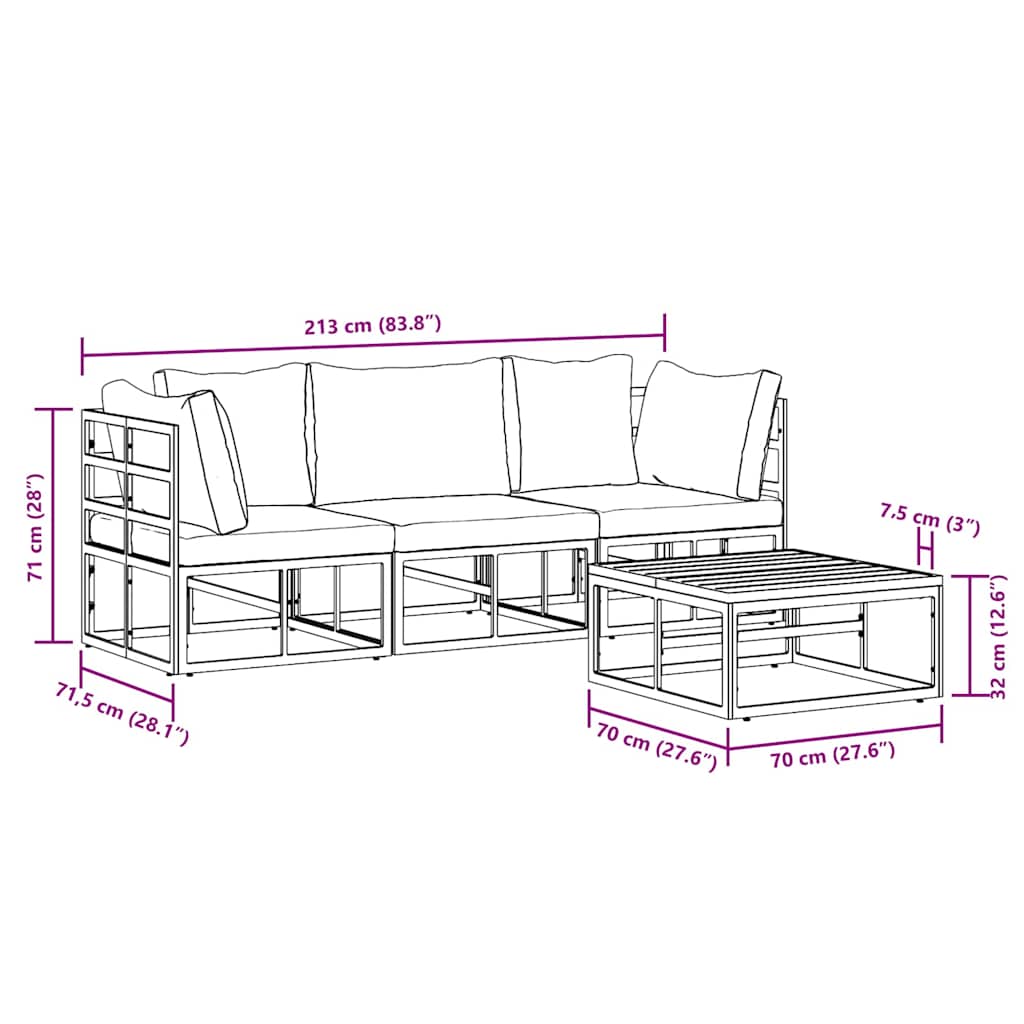 Gartensofa-set 4 stk. Schwarz Metall