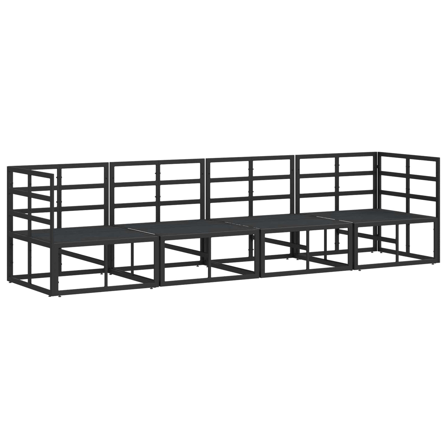 Gartensofa-set 4 pcs Schwarz Metall