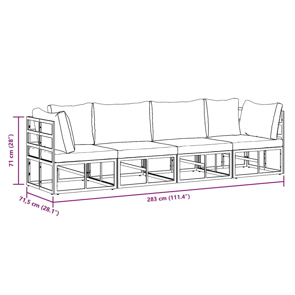 Gartensofa-set 4 pcs Schwarz Metall