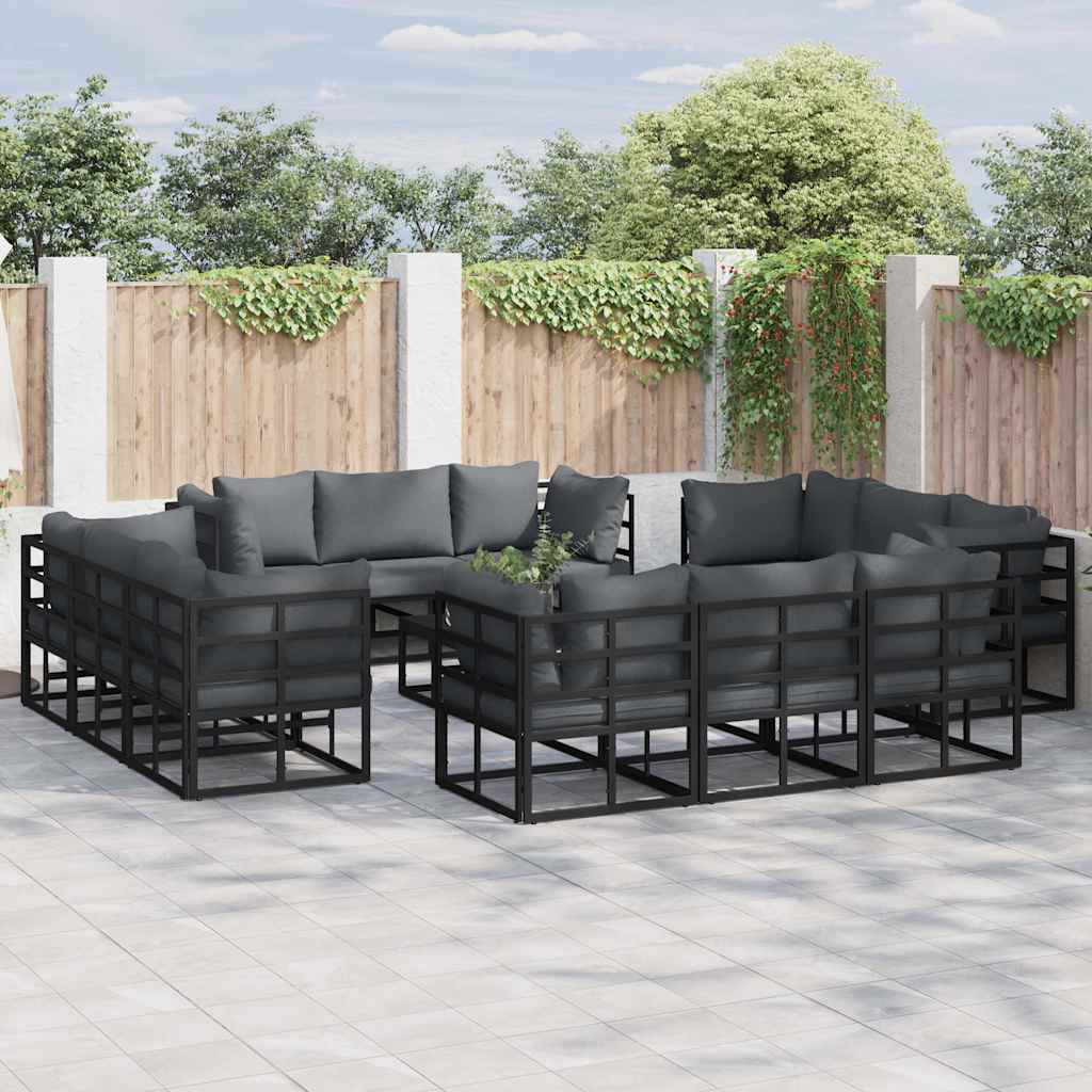 Gartensofa-set 12 stk. Schwarz Metall