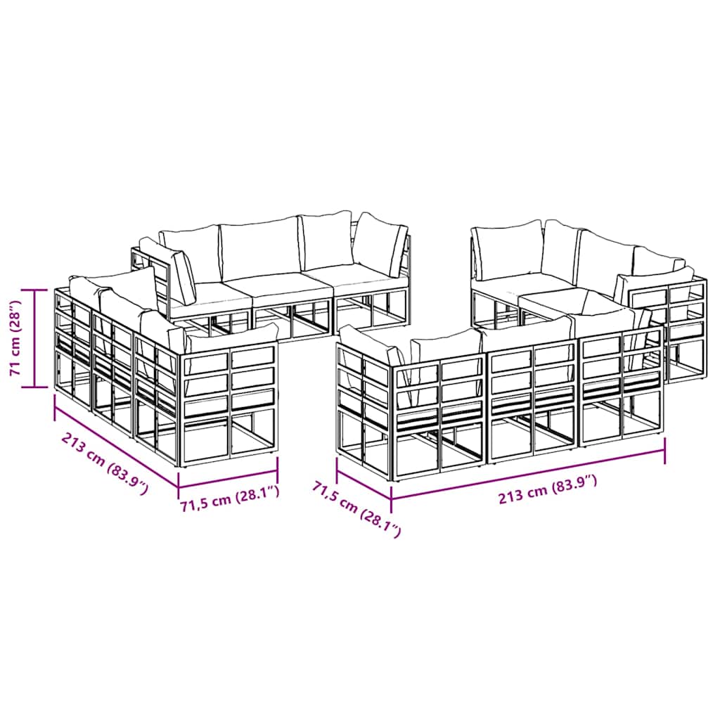 Gartensofa-set 12 stk. Schwarz Metall
