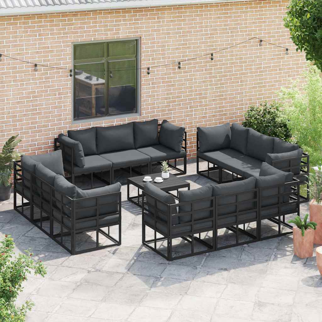 Gartensofa-set 13 stk. Schwarz Metall