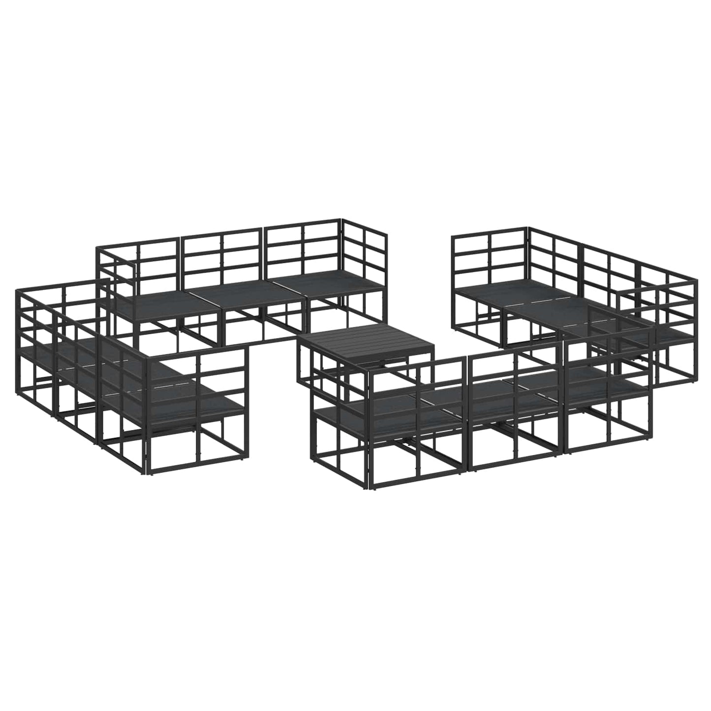 Gartensofa-set 13 stk. Schwarz Metall