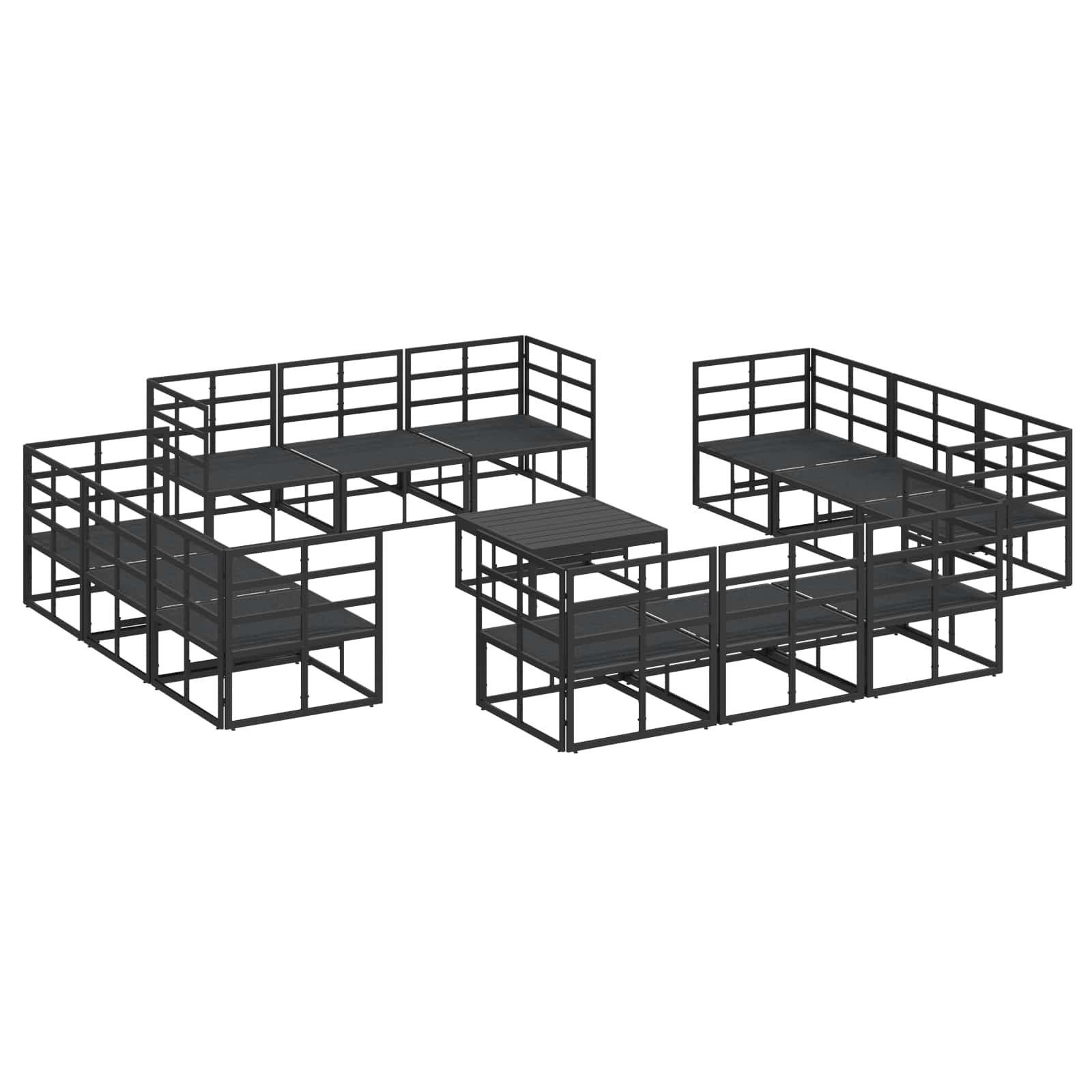 Gartensofa-set 13 stk. Schwarz Metall
