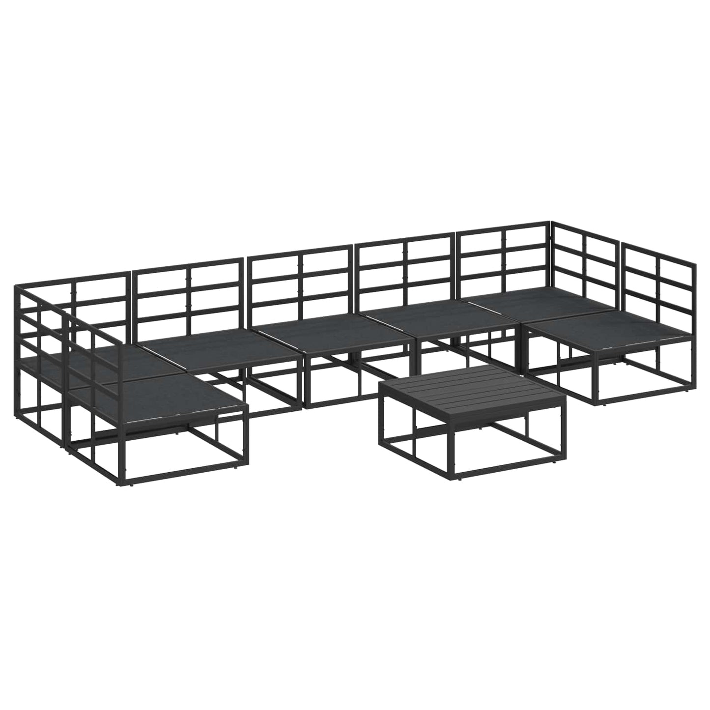 Gartensofa-set mit Kissen 8 pcs Schwarz Aluminium